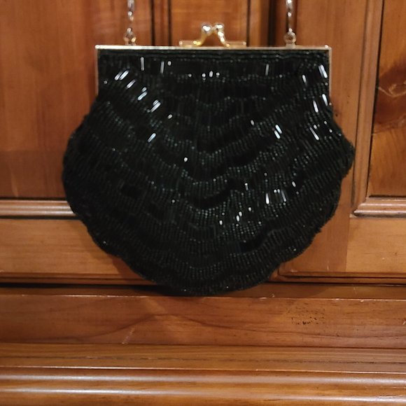 Beautiful black formal fancy beaded evening bag - Picture 6 of 8